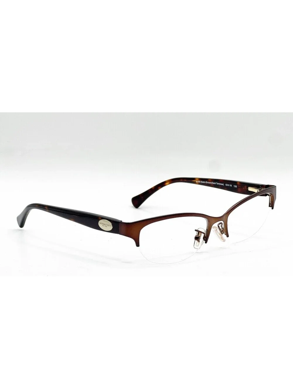 Coach HC 5066 9155 Satin Brown Dark Tortoise Cat Eye Eyeglass Frames 53-16-135
